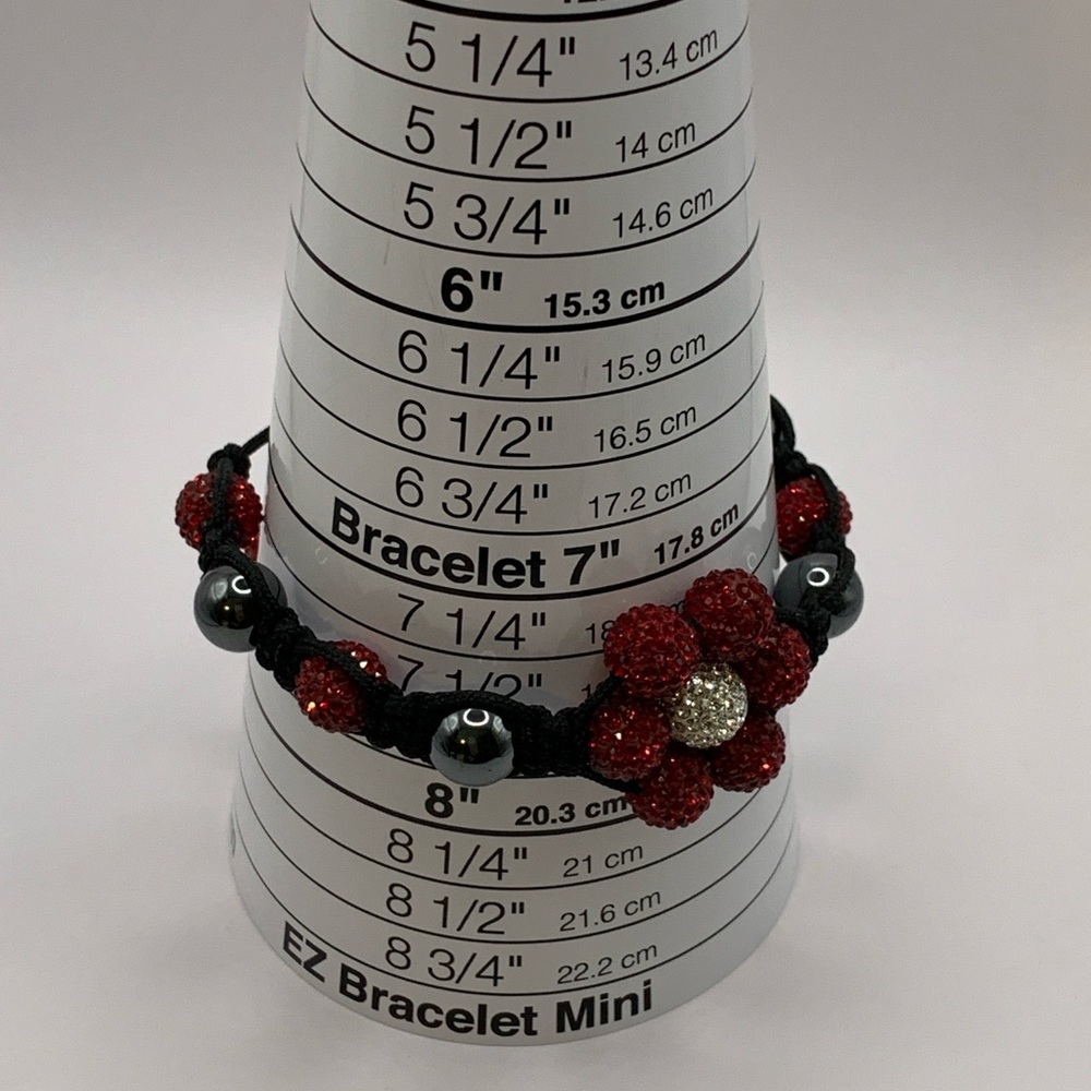Red and Black Beaded Bracelet Adjustable - Picture 3 of 4